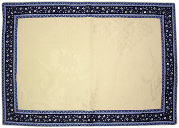 Provence Jacquard tea mat (flowers pattern. navy x blue) - Click Image to Close
